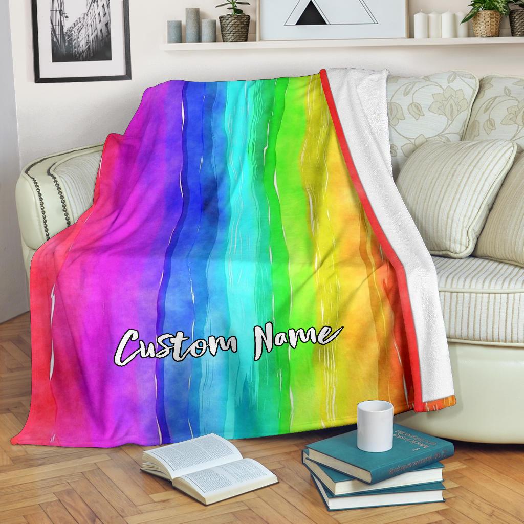 Custom Name Rainbow Blanket: Suede Polyester Micro Fleece Throw