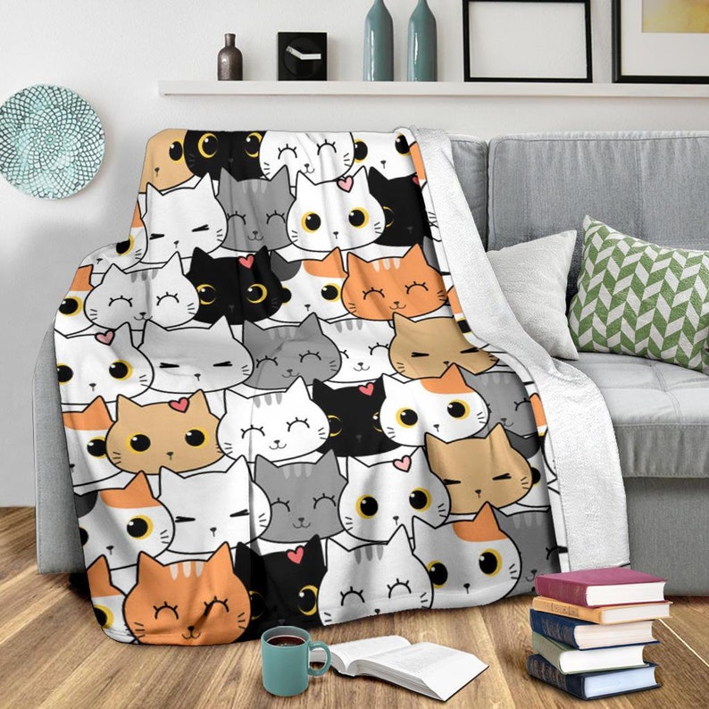 Cats Blanket / Cats Print Blanket / Kids Blanket / Fleece Etsy