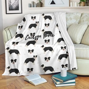 Border Collie Dog Custom Name Blanket / Border Collie Throw Blanket / Border Collie Fleece Blanket / Collie Cozy Blanket / Adult Kid Blanket