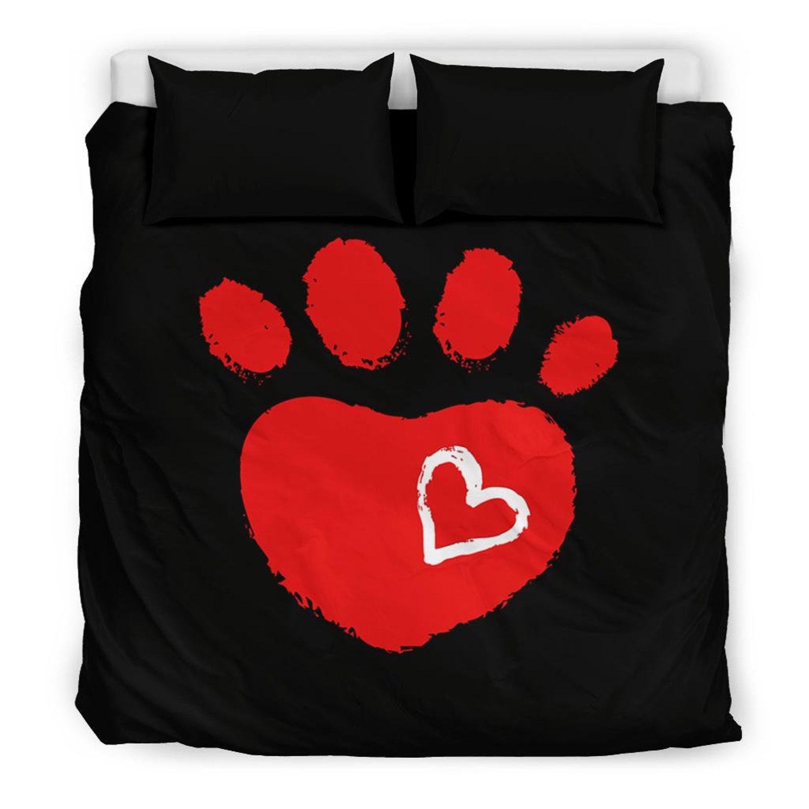 Paw Print Duvet Cover and Pillow Covers Paw Print Bedding Etsy UK