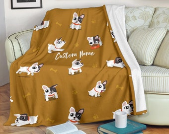 Custom French Bulldog Fleece Blanket: Personalized Dog Throw