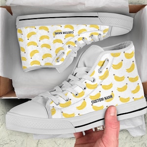 Banana Print High Top Sneakers: Custom Name Trainers