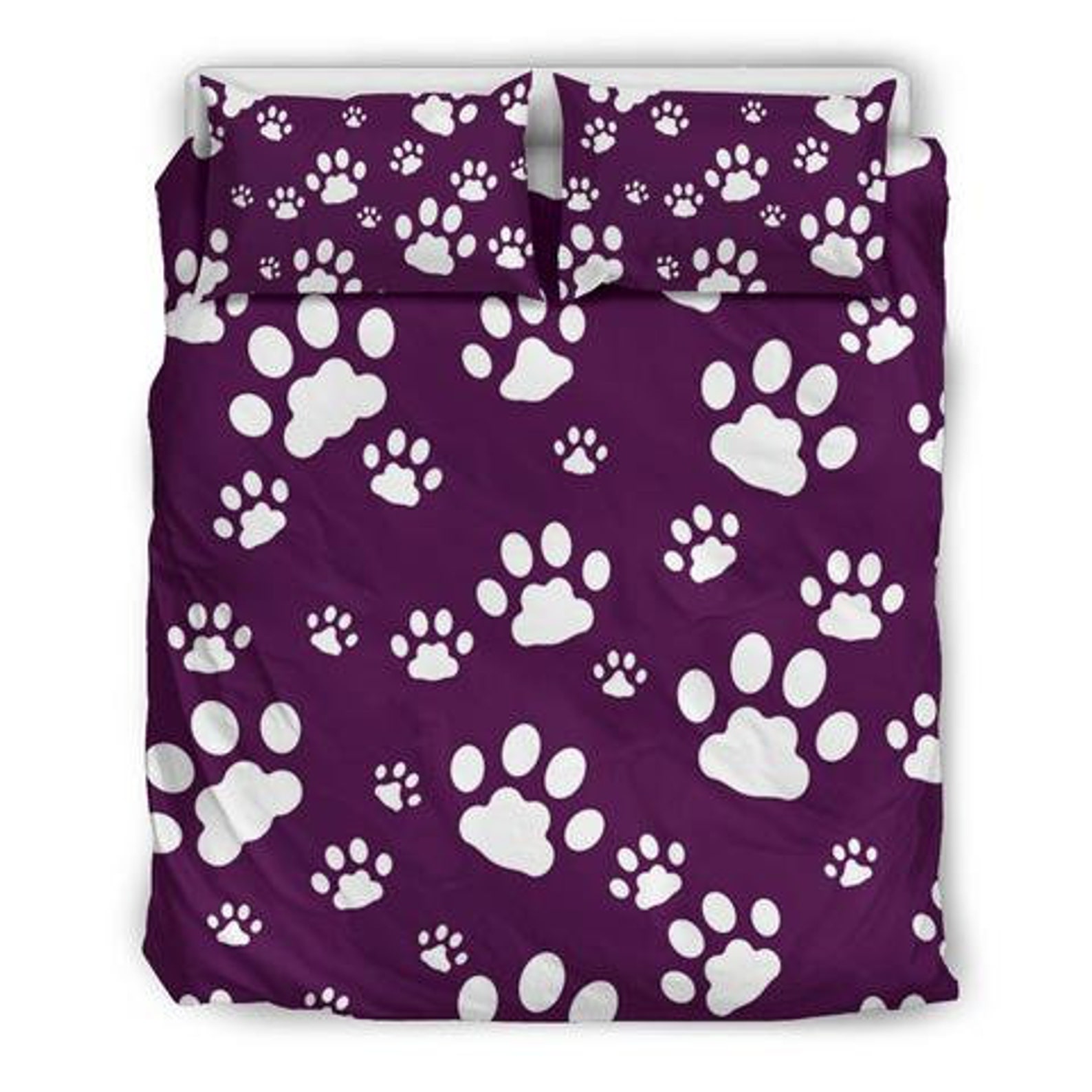 Paw Print Duvet Cover and Pillow Covers Paw Print Bedding Etsy
