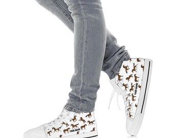 Custom Name Horse Print High Top Sneakers: Equestrian Gift - Etsy