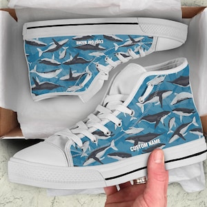 Custom Name Humpback Whale High Top Sneakers: Whale Lover Gift