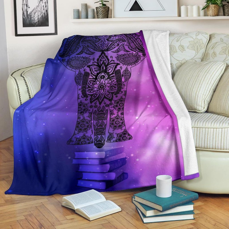 Tropical Elephant Print Hooded Blanket