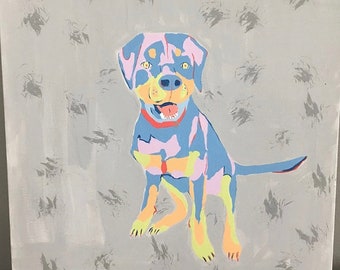 Custom Pop Color Dog Portrait, Dog Art, Handmade Art, Dog Decor, Personalized Pet Art
