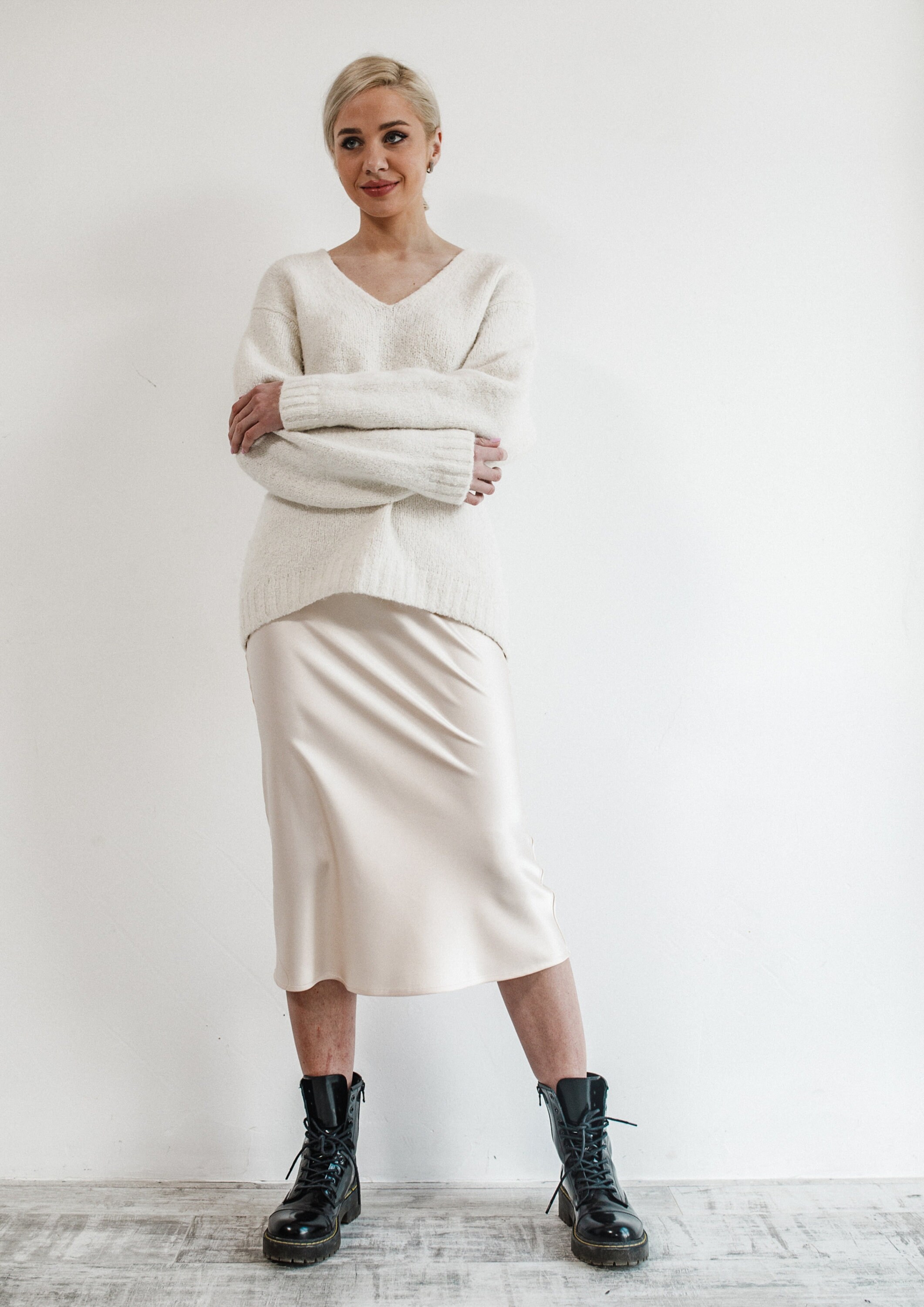 Ivory silk skirt midi satin skirt midi skirt beige silk skirt Etsy