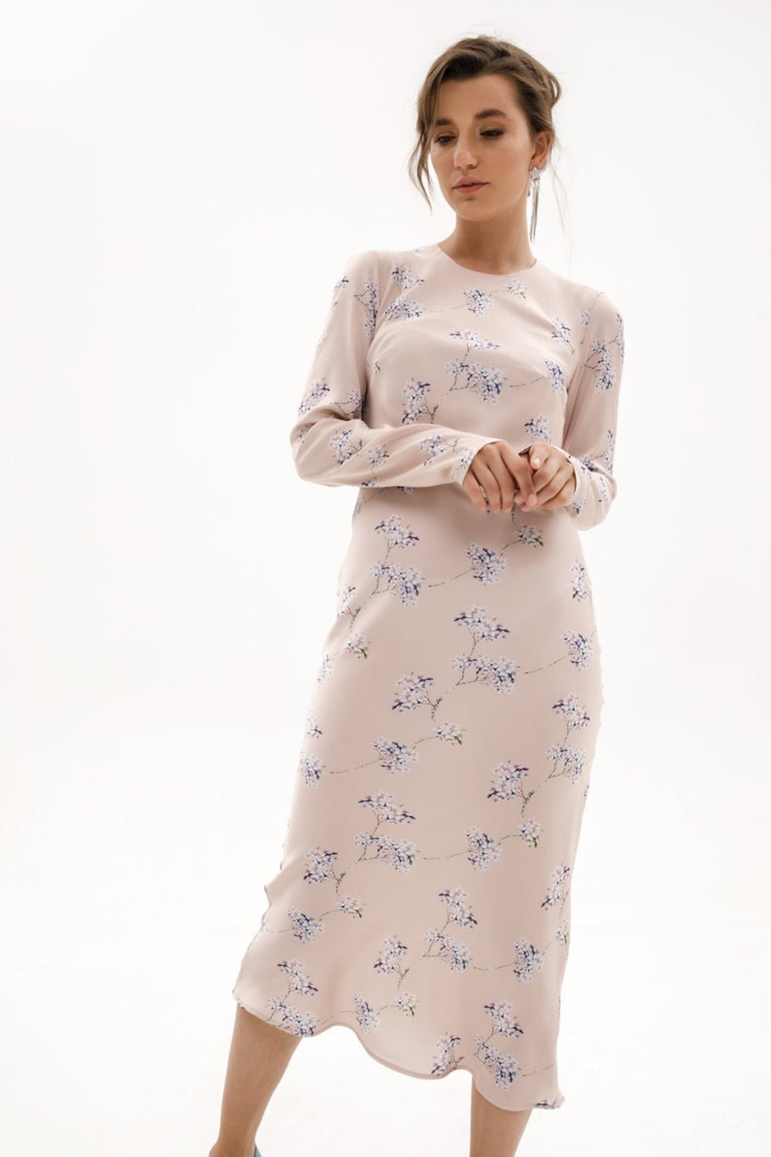 Silk dress Long sleeve silk dress Silk slip dress Cocktail Etsy