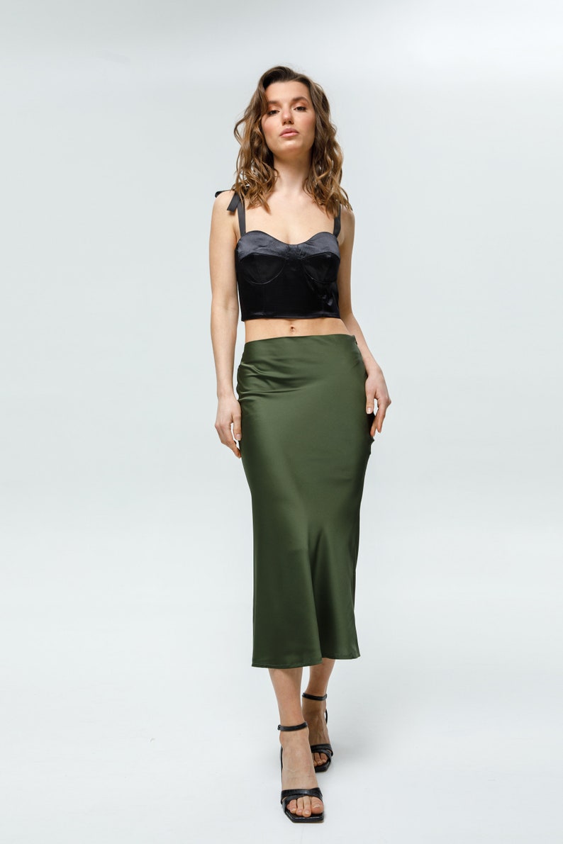 Silk slip skirt French beige elegant skirt Silk slip skirt image 10