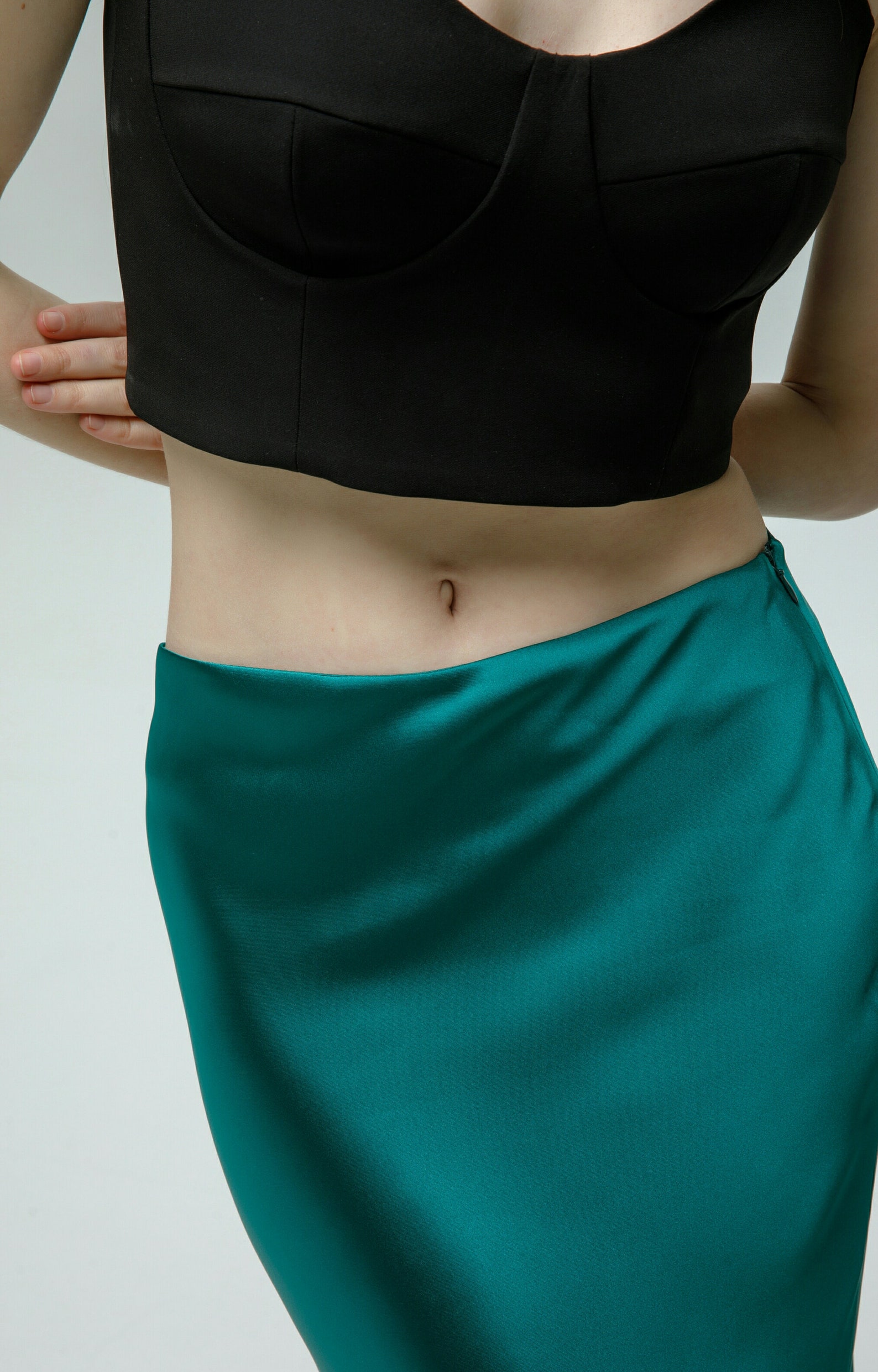 Emerald Green Skirt Silk Midi Skirt High Waisted Skirt Bias Etsy UK