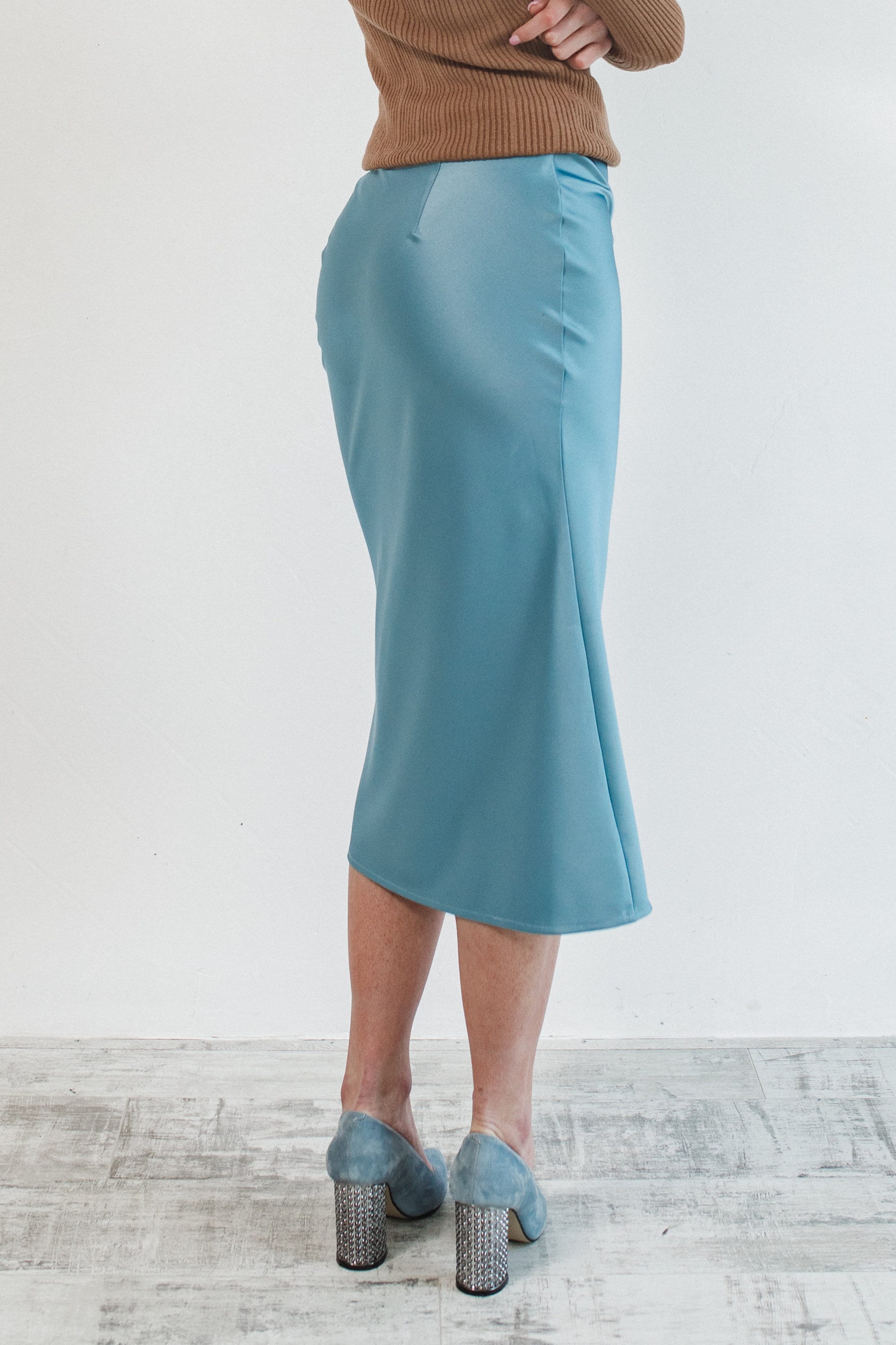 Sky blue satin slip skirt Bias cut skirt Satin skirt midi Long Etsy