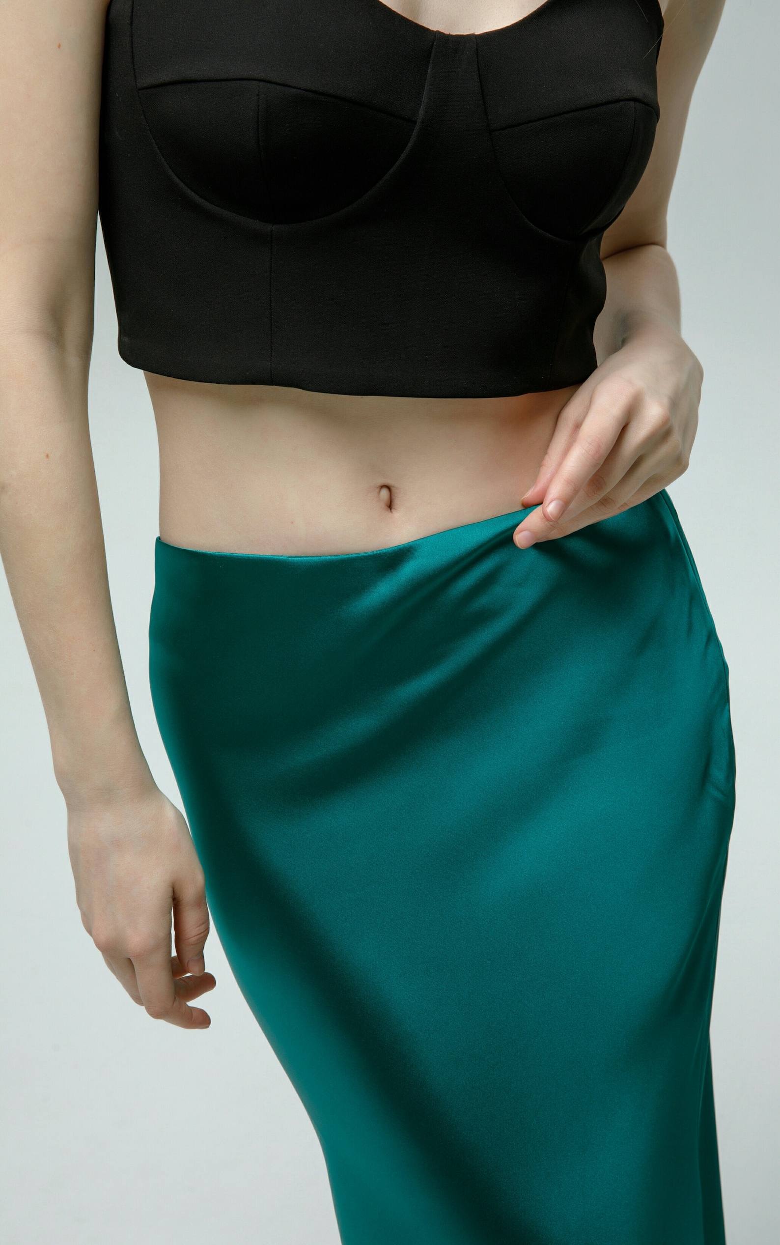 Emerald Green Skirt Silk Midi Skirt High Waisted Skirt Bias Etsy UK