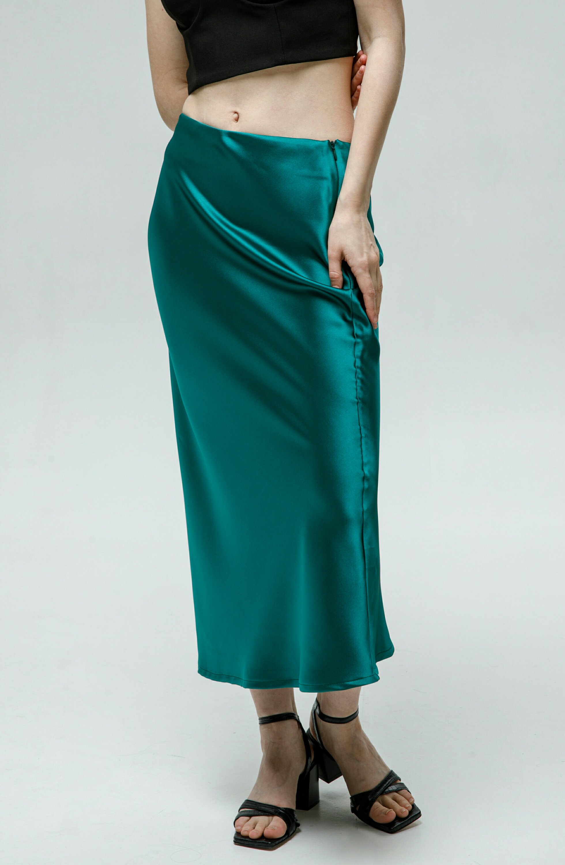 Emerald Green Skirt Silk Midi Skirt High Waisted Skirt Bias Etsy UK