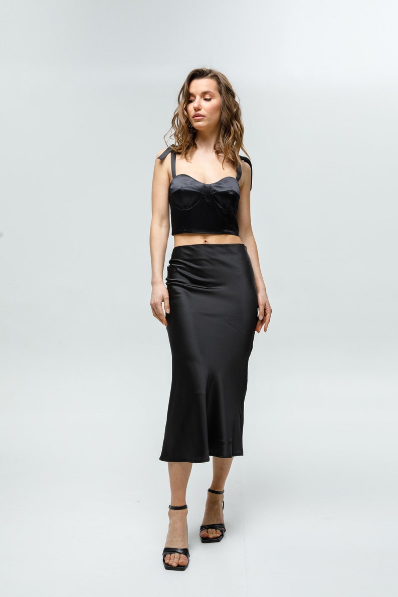 Silk slip skirt French beige elegant skirt Silk slip skirt image 9