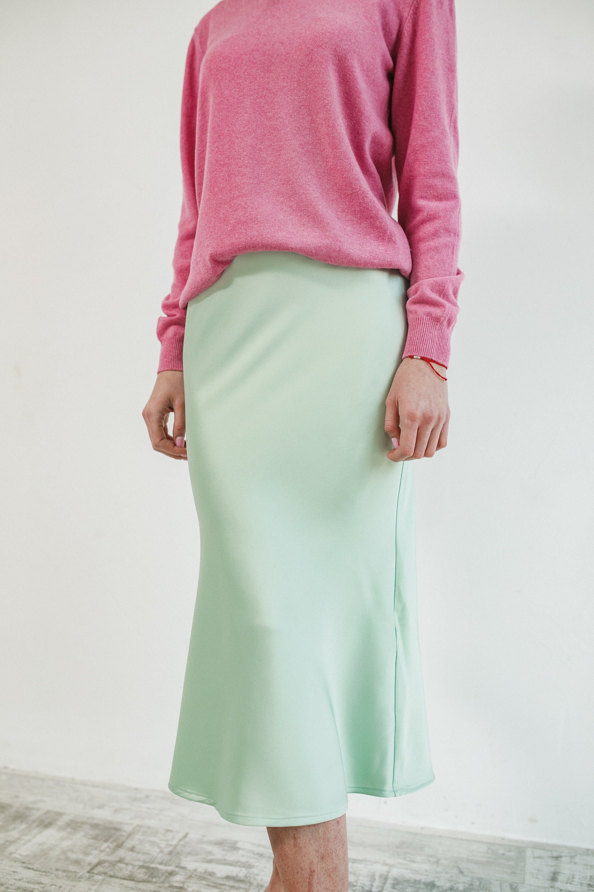 Mint Green Silk Skirt Slip Skirt Satin Skirt Midi High Waisted Etsy