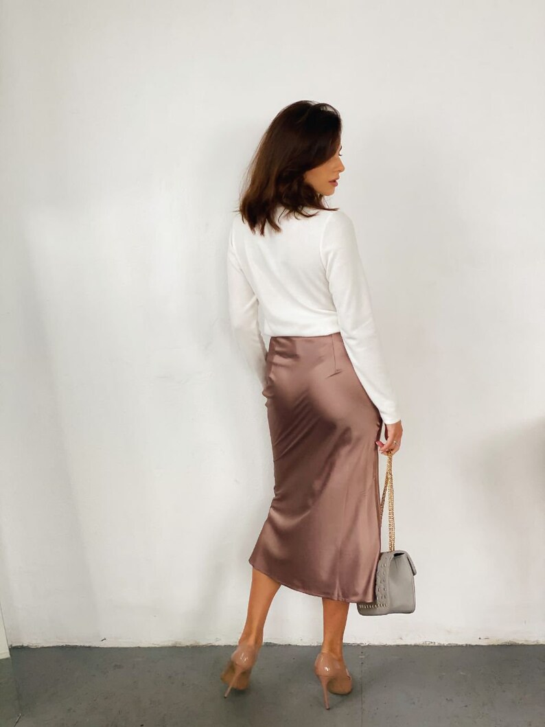 Silk slip skirt French beige elegant skirt Silk slip skirt image 7