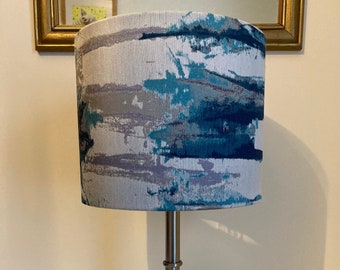 Beautiful Handmade Lampshade with Harlequin Takara Fabric in the Teal/Ink colours with a choice of lining
