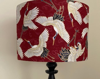 Cranes, Japanese Fabric - Handmade Lampshade