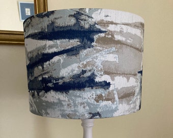 Beautiful Handmade Lampshade with Harlequin Takara Fabric in Indigo/Denim with choice of lining