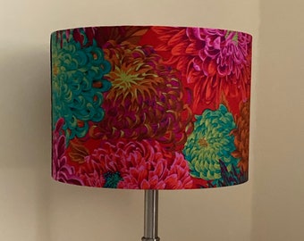 Handmade Lampshade - Kaffe Fassett Collective - Philip Jacobs - Japanese Chrysanthemum - Scarlet Fabric