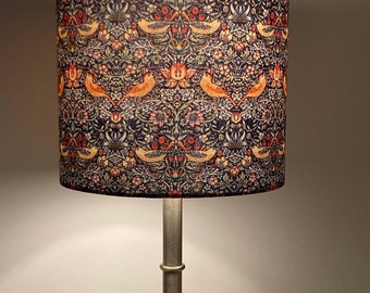 William Morris Strawberry Thief Lampshade: Handmade Navy Fabric