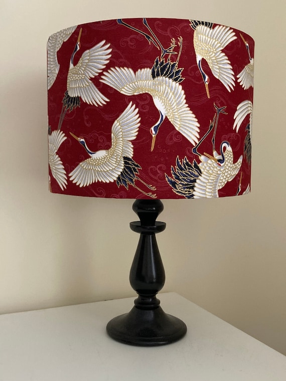 Cranes, Japanese Fabric - Handmade Lampshade