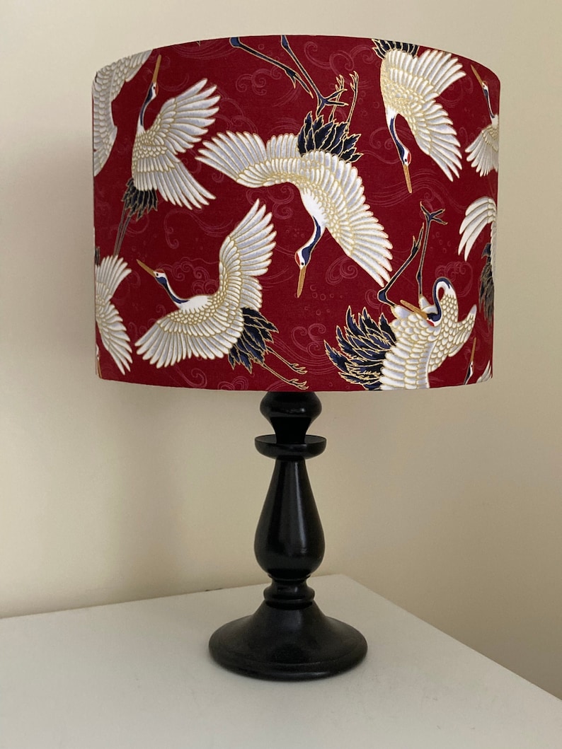 Cranes, Japanese Fabric - Handmade Lampshade image 1
