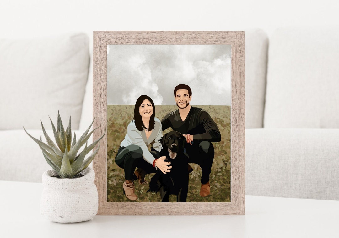 Couple Portrait, Custom Digital Illustration From Photo, Gift for ...