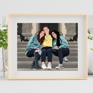 Spersonalizowany portret przyjaciela, prezent dla najlepszego przyjaciela, niestandardowa ilustracja cyfrowa, portret z kreskówki ze zdjęcia, niestandardowy prezent dla najlepszego przyjaciela dla niej