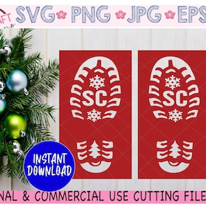 Santa Footprint Stencil Download, Santa Boots svg, Santa Footprint svg, Santa Boot Stencil svg, Santa Stencil svg, Santa Shoe Print svg