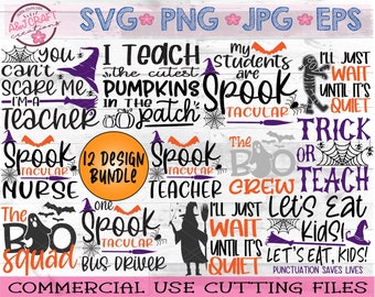 Leraar Halloween SVG Bundel, School Bundel SVG, Leraar Bundel svg, Leraar SVG Bestand, Leraar svg Halloween, Funny Teacher svg