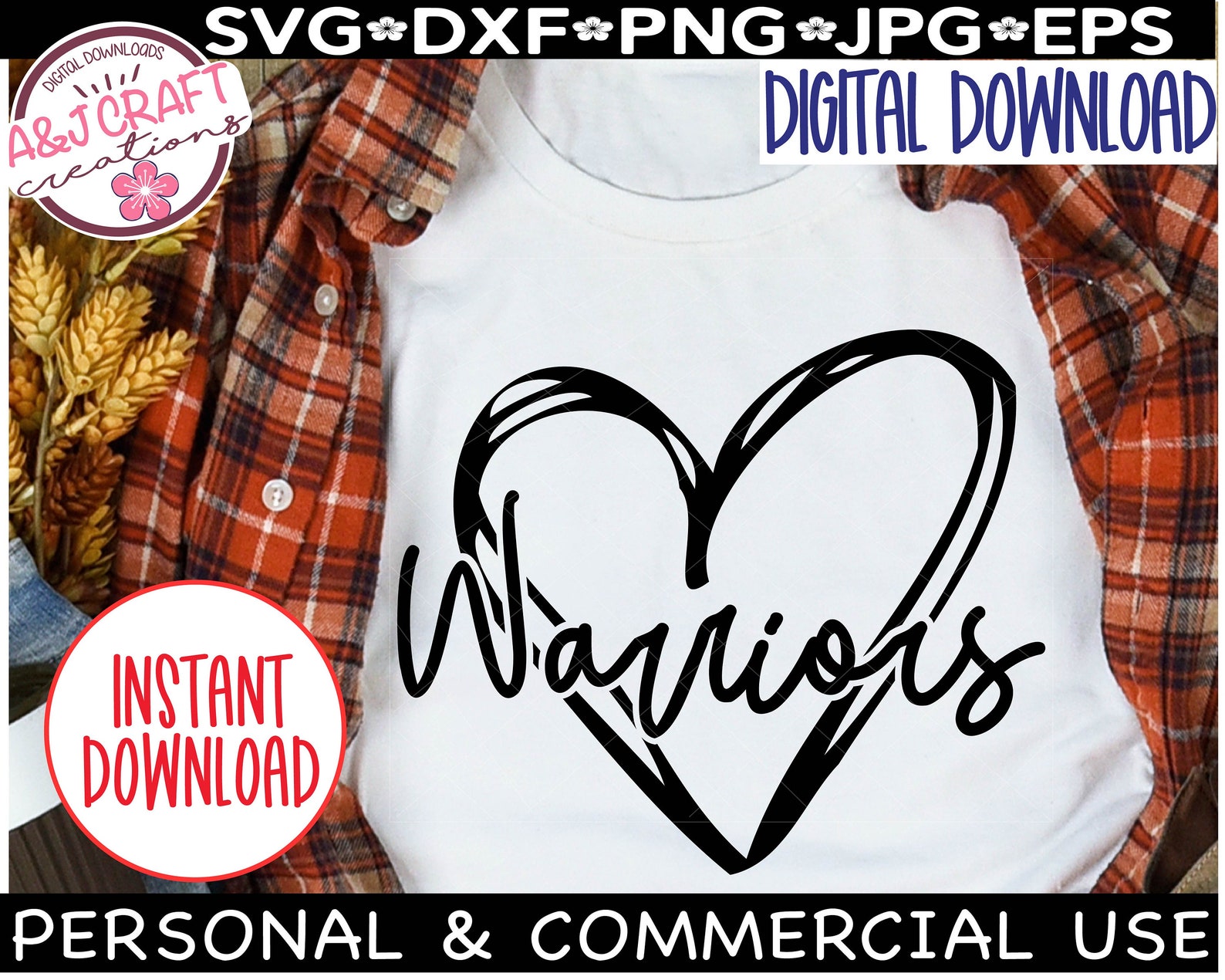 Warriors Heart Svg Warriors SVG Warriors Football Svg - Etsy