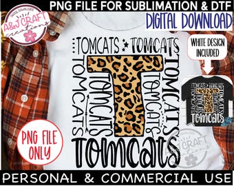 Tomcats PNG, Tomcats Tipografía png, Tomcat Mascot png, Sublimación de Tomcats, Tomcats Cheer png, Camisa Tomcat Spirit, Diseño de Tomcats para DTF