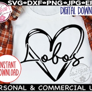 LOBOS Heart SVG, Lobos School Team Mascot svg, Lobos Baseball svg, Lobos Baseball svg, typography svg, Lobos Cheer, Go Lobos, School Spirit