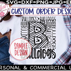 Pedido PERSONALIZADO - Design de tipografia de mascote escolar, camisetas com espírito escolar svg, orgulho escolar, download de design digital personalizado, camiseta personalizada para professor