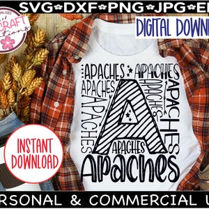 Apaches SVG, Apaches Football svg, Apaches Mascot, typography svg, Apaches shirt, School Mascot svg, School Spirit shirt, Apaches Teacher