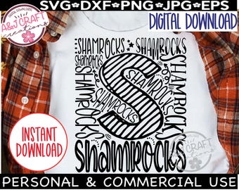 Shamrocks SVG, Shamrocks Mascot, Shamrocks Baseball Mom svg, typography svg, Shamrocks Cheer, Go Shamrocks, Teacher School Spirit shirt