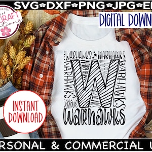 Warhawks SVG, Warhawks Football svg, Warhawks Volleyball png, typography svg, Warhawks shirt, School Team Mascot svg, School Spirit Shirt