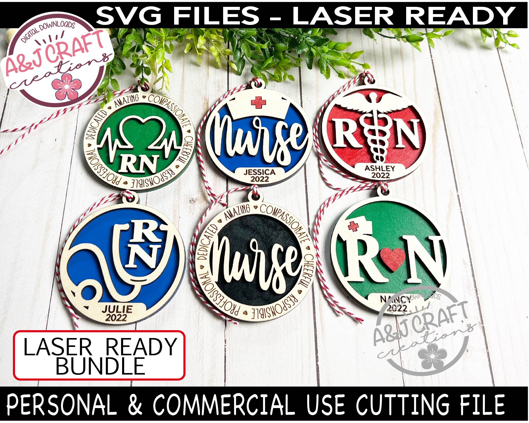 RN Nurse Ornament Svg BUNDLE Nurse Laser Cut File Pharmacist Etsy