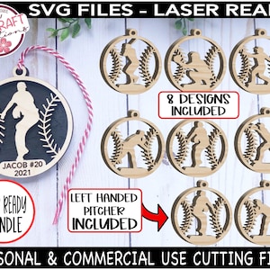 Baseball Ornament BUNDLE SVG, Sports Ornaments svg, Baseball Laser File, Laser Baseball svg, Baseball Design for Laser, Sport Laser cut file