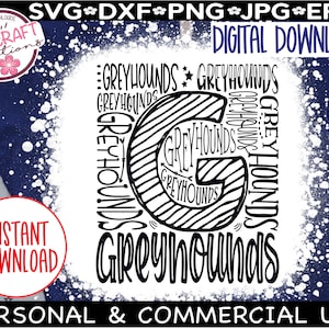 Levrieri in formato SVG, tipografia levriero in formato SVG, levrieri calcio in formato SVG, mascotte dei segugi, sublimazione dei levrieri, mascotte dei levrieri, Go Greyhounds
