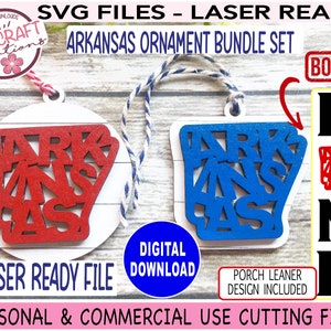 Arkansas Ornament SVG BUNDLE, Laser Ready File, Arkansas word art svg, Arkansas State Ornament, Keepsake Ornament svg, Arkansas svg