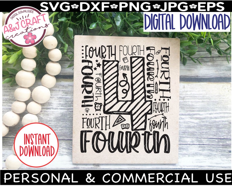 4th Fourth Grade Typography SVG, Typography Tshirt, 4th Grade School ...