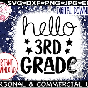 Hello 3rd Grade Shirt SVG, Hello Third Grade svg, 3rd Grade svg, Back to School SVG, First Day SVG, Lehrer svg, Erster Schultag