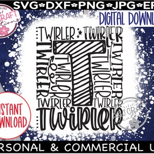 Baton Twirler Typografie svg, Twirler svg, Baton Twirling SVG, Majorette svg, Twirler Wortkunst, Baton Wortkunst, Twirling Gymnastics svg