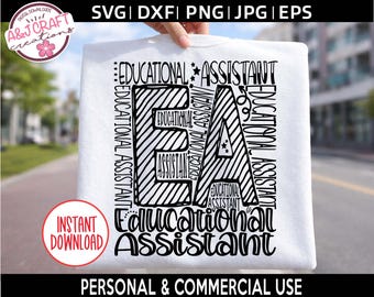 SVG de Asistente Educativo – Diseño Tipográfico, Regalo para Profesores (Descarga Digital)
