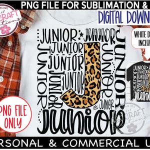 Junior PNG, Class of 2026 png, Junior Class shirt, School Spirit png, 1st day of school, High School, Typography, Junior design for DTF