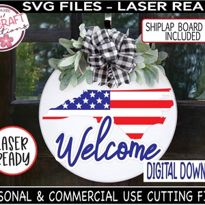 NORTH CAROLINA Welcome Sign svg, Laser Ready Svg, Patriotic Welcome North Carolina sign svg, North Carolina svg File, State of Carolina svg