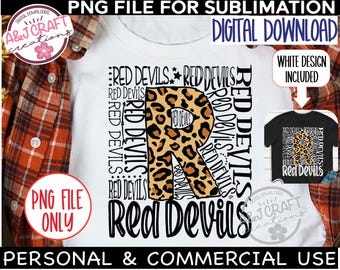 Red Devils typography PNG, Red Devils DTF design, Red Devils Football png, Red Devils Volleyball, Red Devils Cheer png, Red Devils Mascot